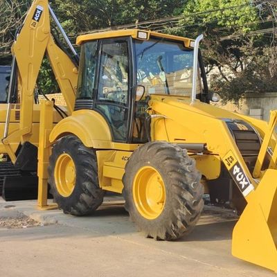 74.6kW JCB 4CX प्रयुक्त लोडर पीला 4378kg लिफ्ट सेकंड हैंड बैकहो लोडर पहिया चल रहा है