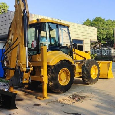 74.6kW JCB 4CX प्रयुक्त लोडर पीला 4378kg लिफ्ट सेकंड हैंड बैकहो लोडर पहिया चल रहा है