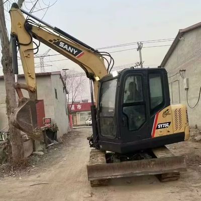 2200 आरपीएम प्रयुक्त मिनी डिगेयर SANY 75C सेकंड हैंड खुदाई मशीन 7280kg
