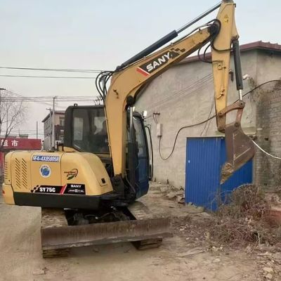 2200 आरपीएम प्रयुक्त मिनी डिगेयर SANY 75C सेकंड हैंड खुदाई मशीन 7280kg